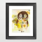 Owl - 8x10 Fine Art Print Adorable Colorful..
